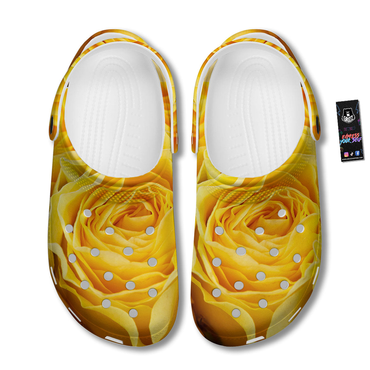 Rose Yellow Print Clog-grizzshop