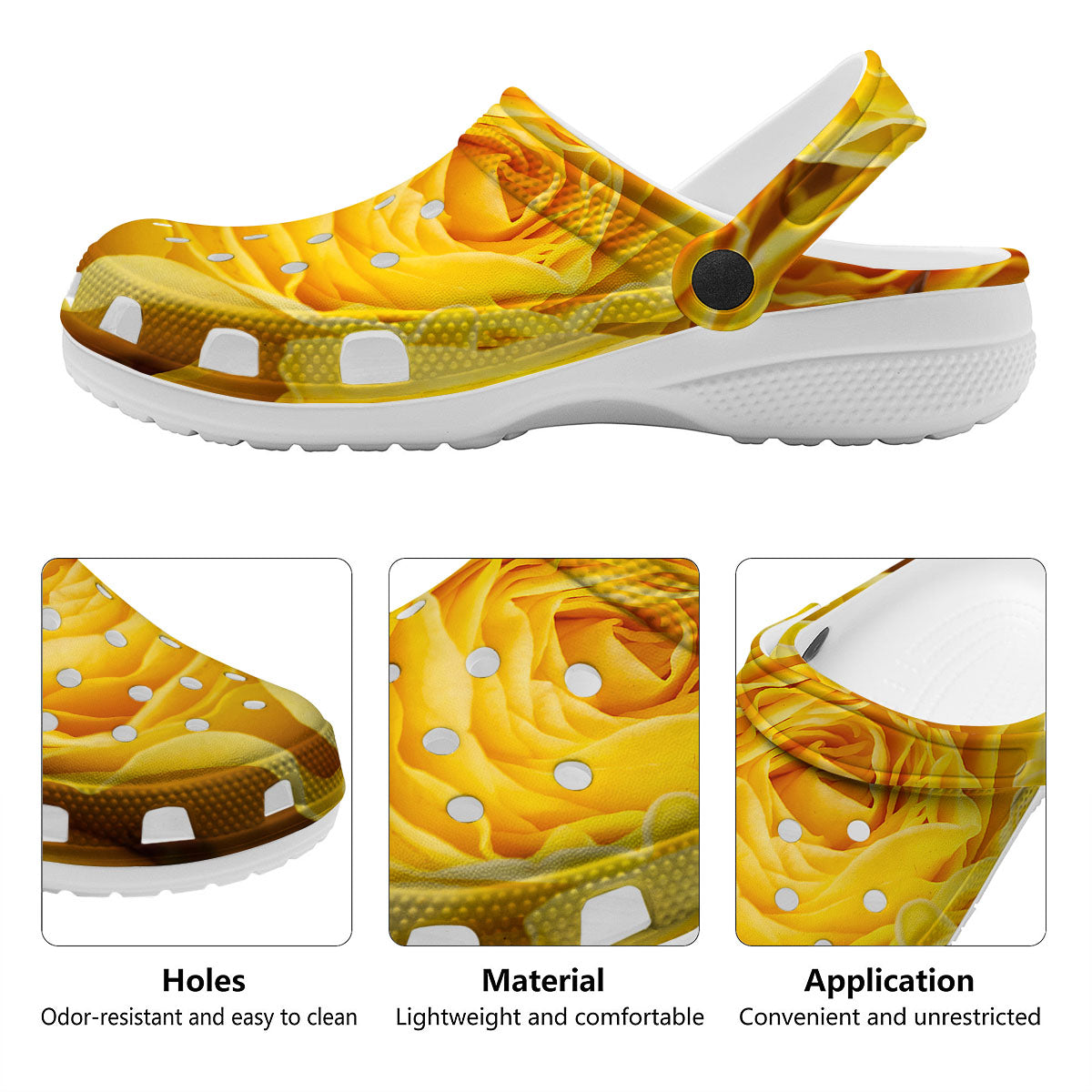 Rose Yellow Print Clog-grizzshop