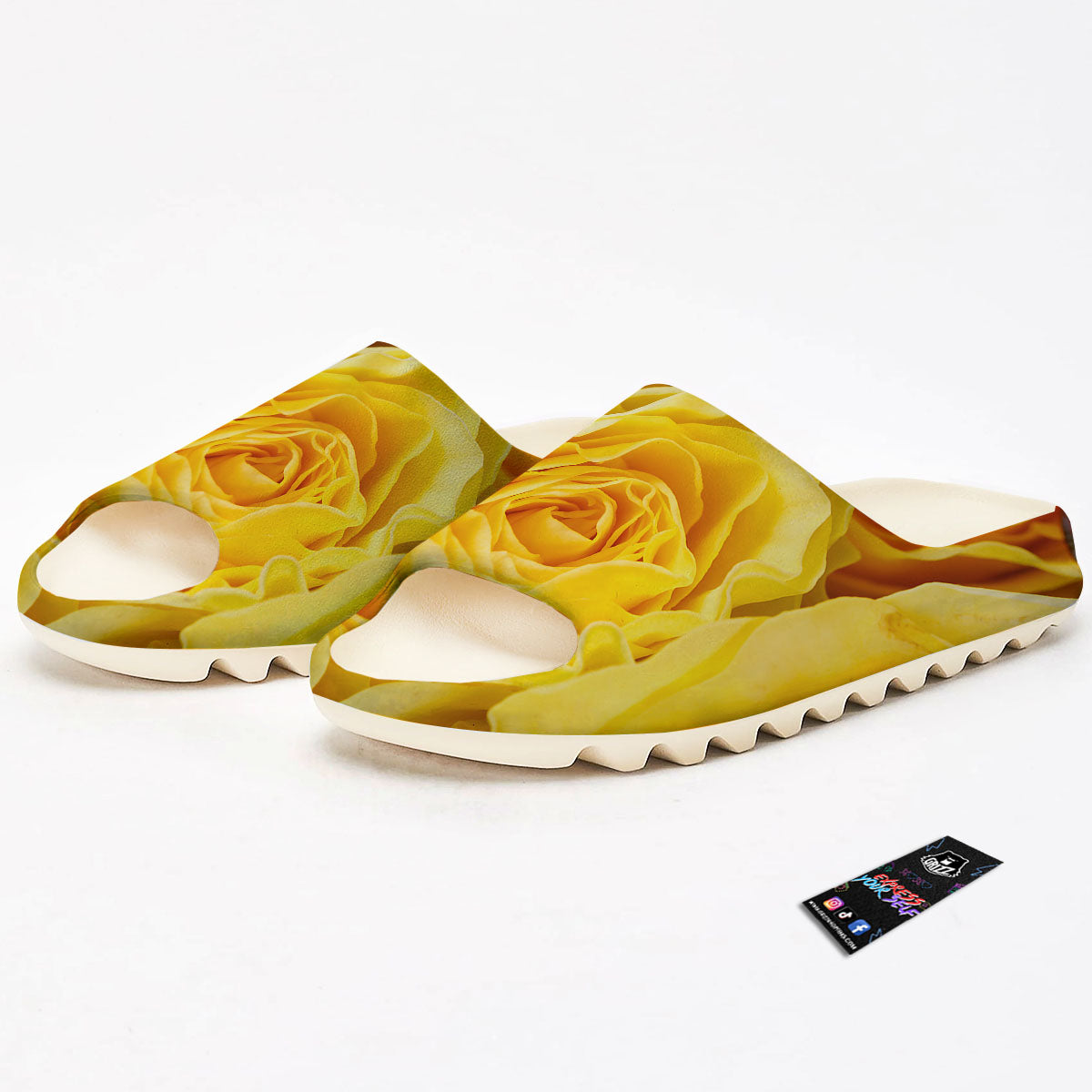 Rose Yellow Print Sandals-grizzshop
