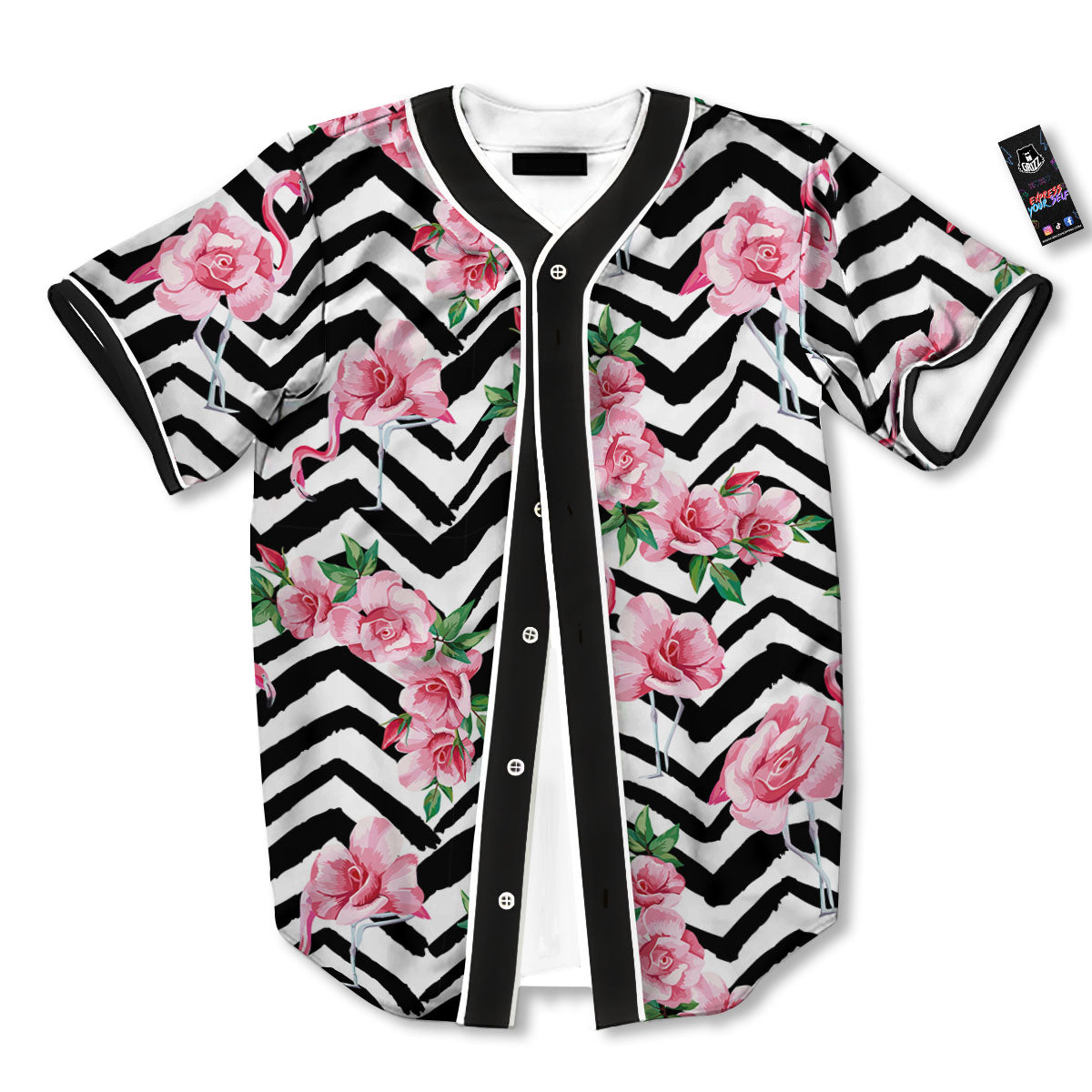 Rose Zigzag Pink Print Pattern Baseball Jersey-grizzshop