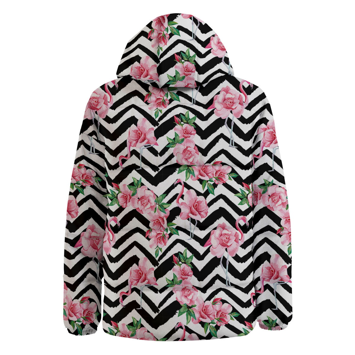 Rose Zigzag Pink Print Pattern Down Jacket-grizzshop