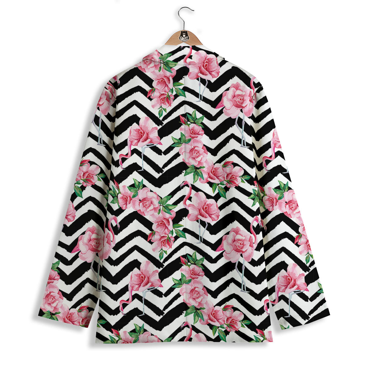 Rose Zigzag Pink Print Pattern Women's Blazer-grizzshop