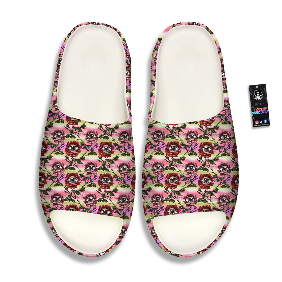 Rose Eyeball Print Pattern Sandals-grizzshop