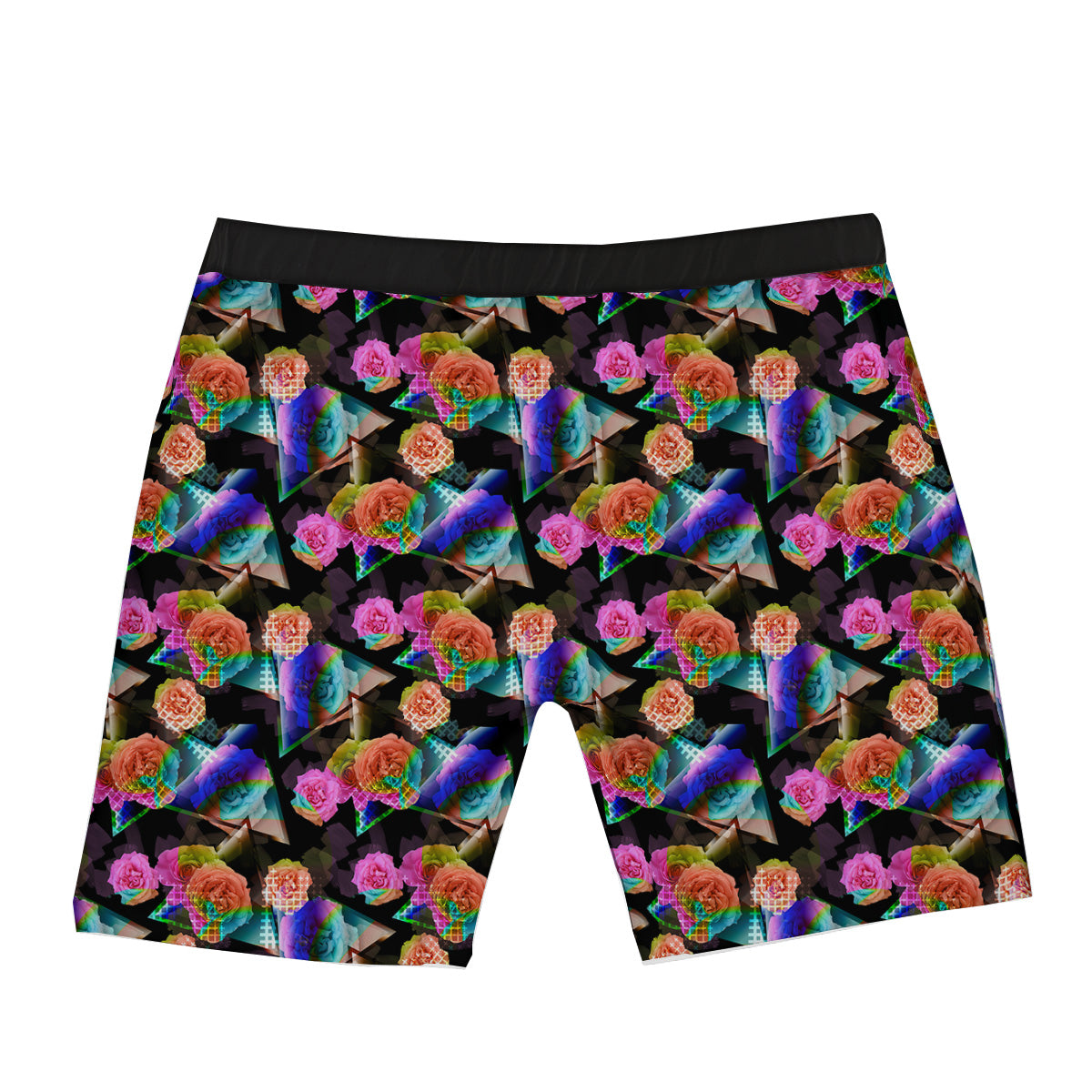 Roses Colorful Gradient Triangle Print Pattern Boxer Briefs-grizzshop