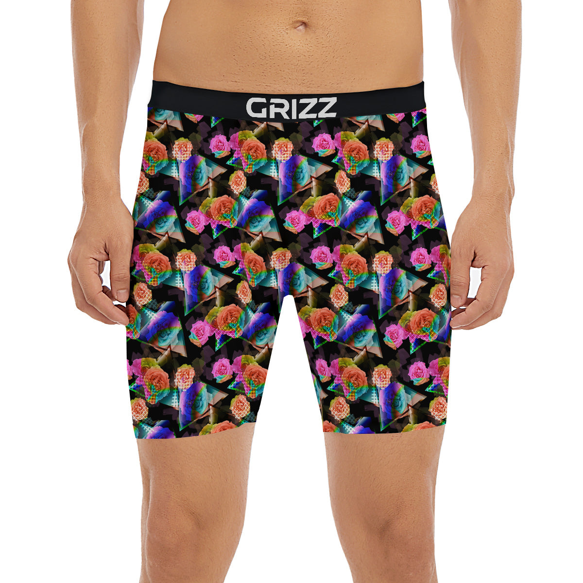 Roses Colorful Gradient Triangle Print Pattern Boxer Briefs-grizzshop