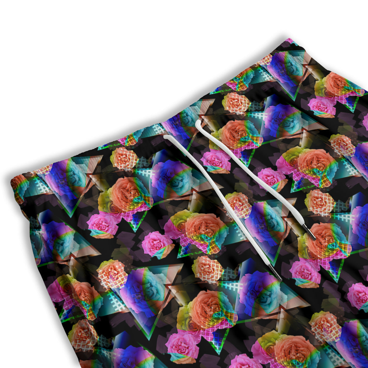 Roses Colorful Gradient Triangle Print Pattern Men's Athletic Shorts