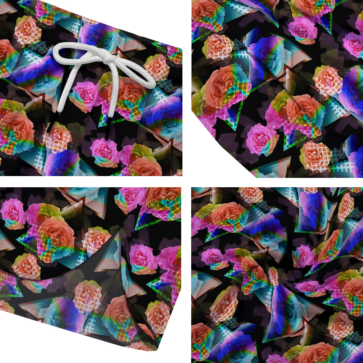 Roses Colorful Gradient Triangle Print Pattern Men's Running Shorts-grizzshop