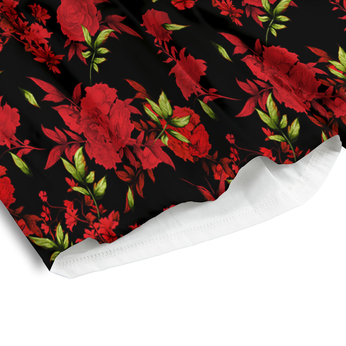 Roses Floral Red And Black Print Men's Athletic Shorts