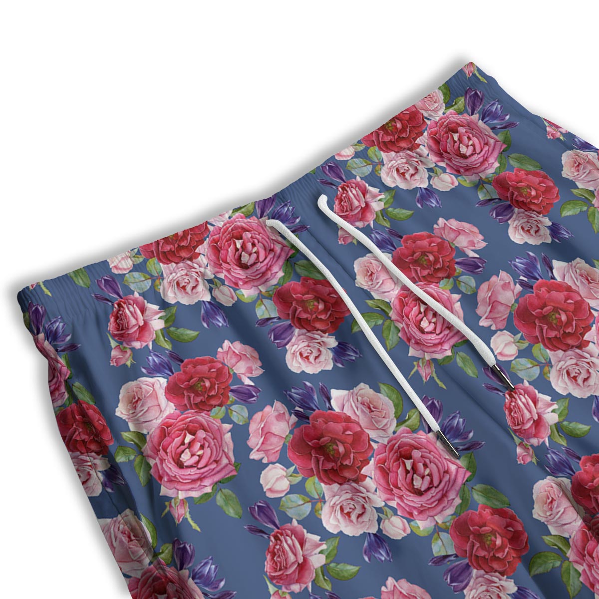Roses Floral Red Violet Print Pattern Men's Athletic Shorts