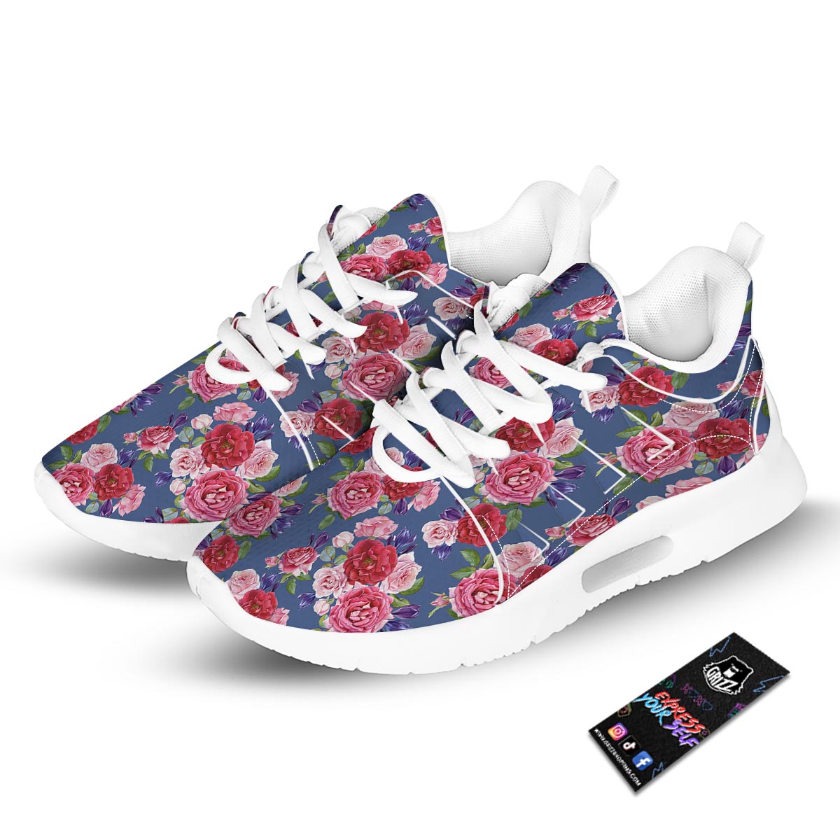 Roses Floral Red Violet Print Pattern Tennis Shoes-grizzshop