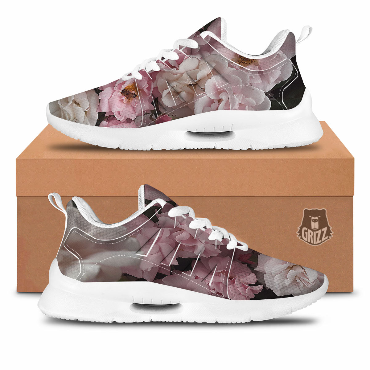 Roses Floral Retro Pink Print Tennis Shoes-grizzshop