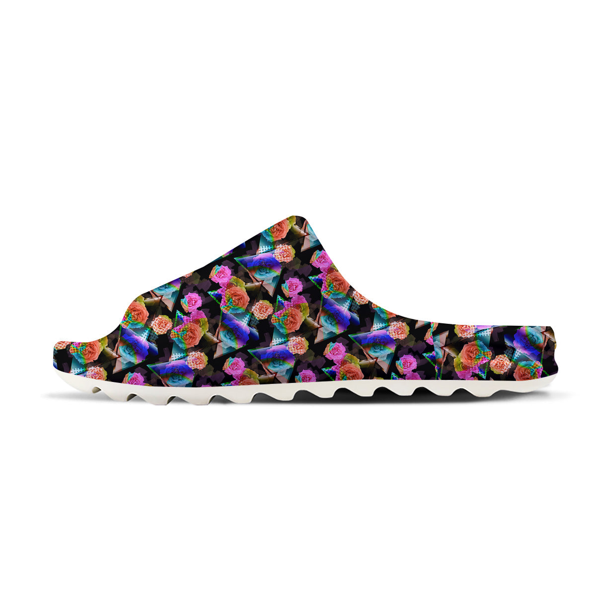 Roses Colorful Gradient Triangle Print Pattern Sandals-grizzshop