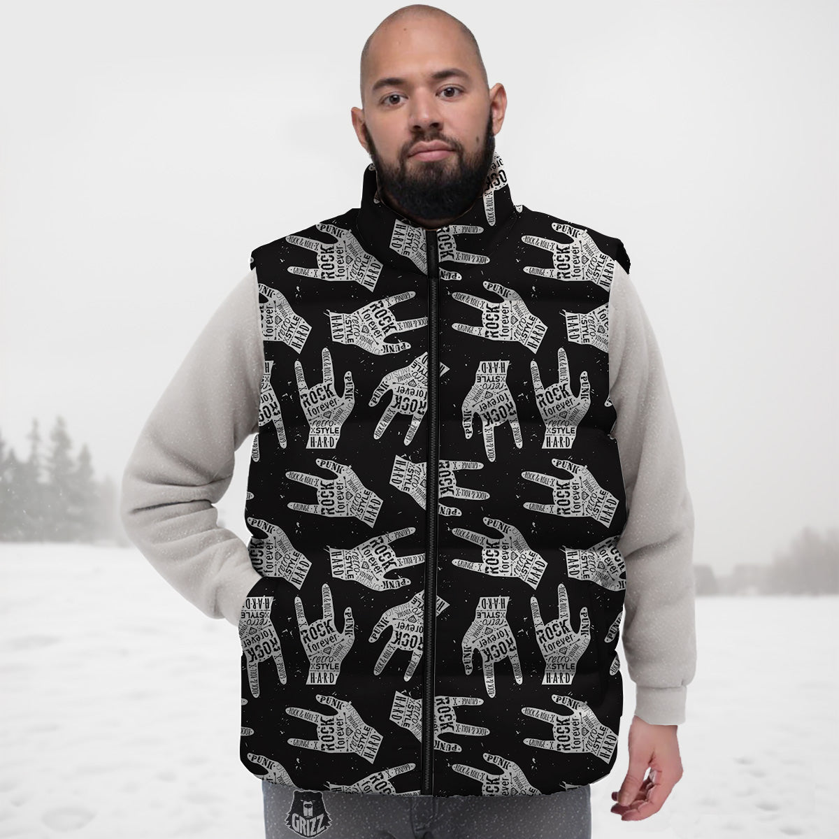 Rottweiler Dog Pattern Print Down Vest-grizzshop
