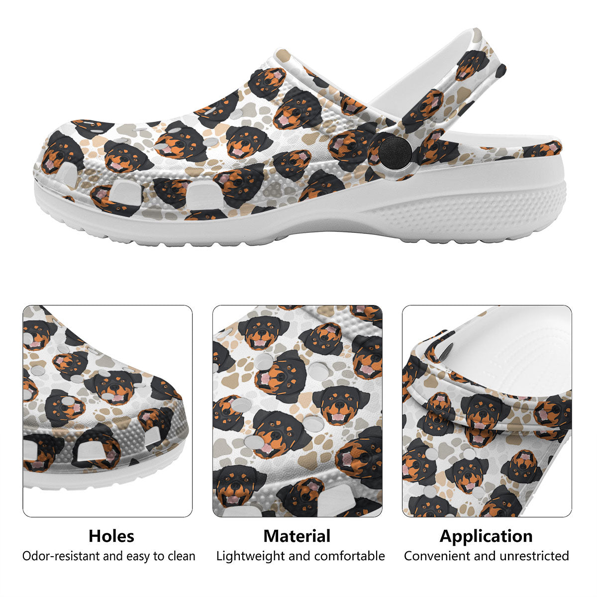 Rottweiler Print Pattern Clog-grizzshop