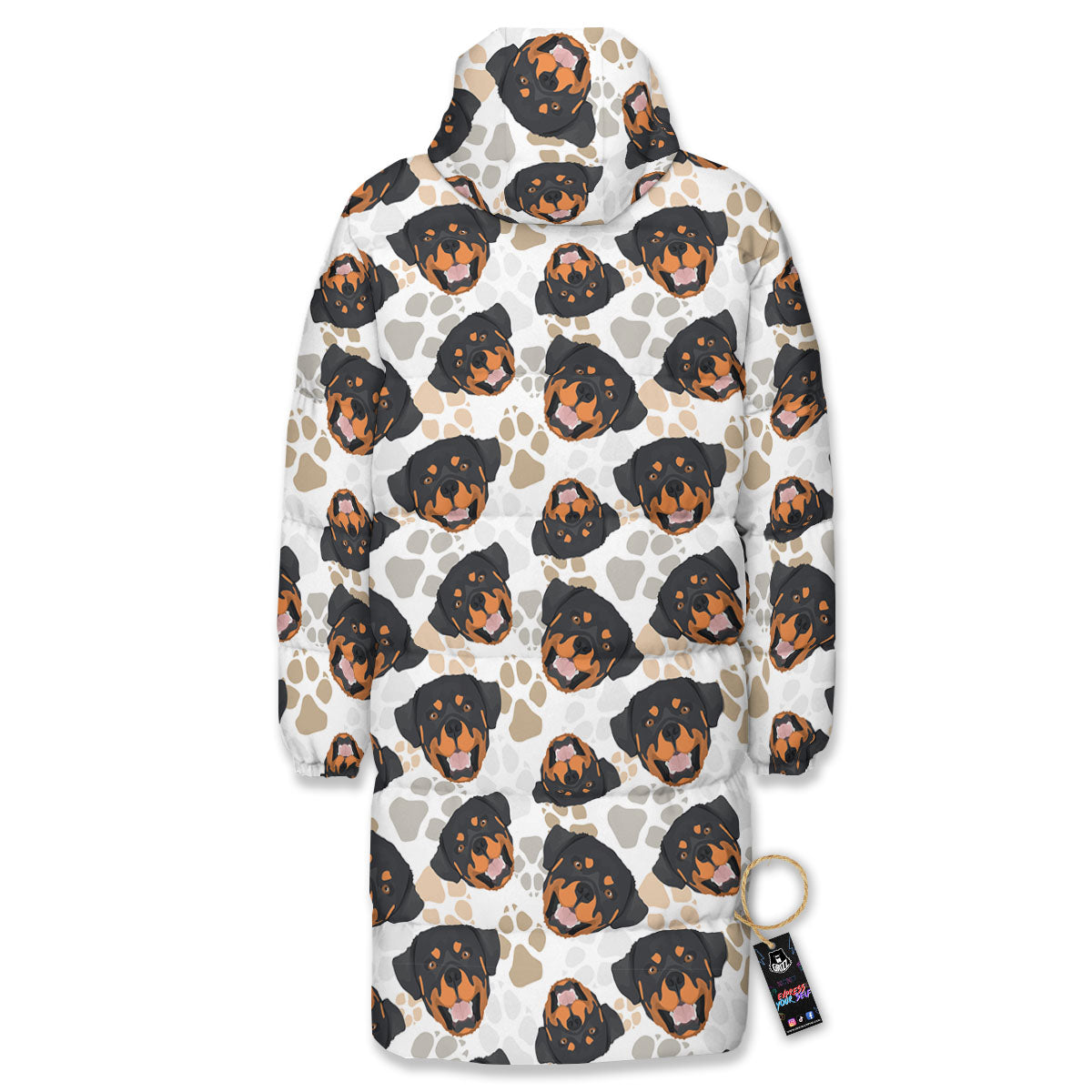 Rottweiler Print Pattern Long Down Jacket-grizzshop
