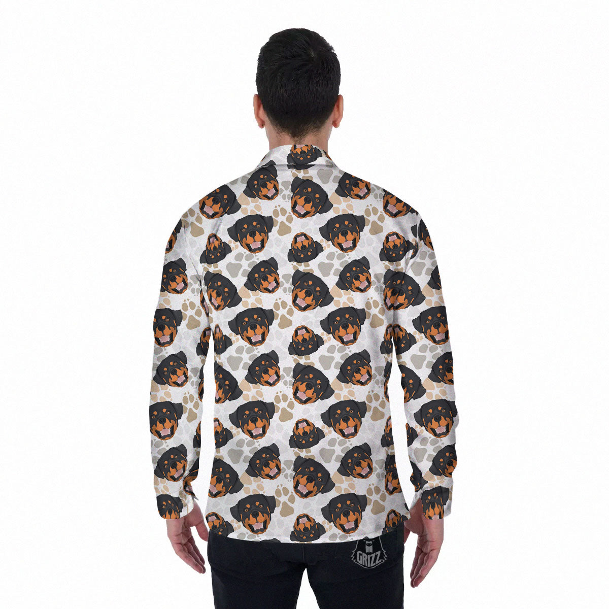 Rottweiler Print Pattern Men's Long Sleeve Shirts-grizzshop