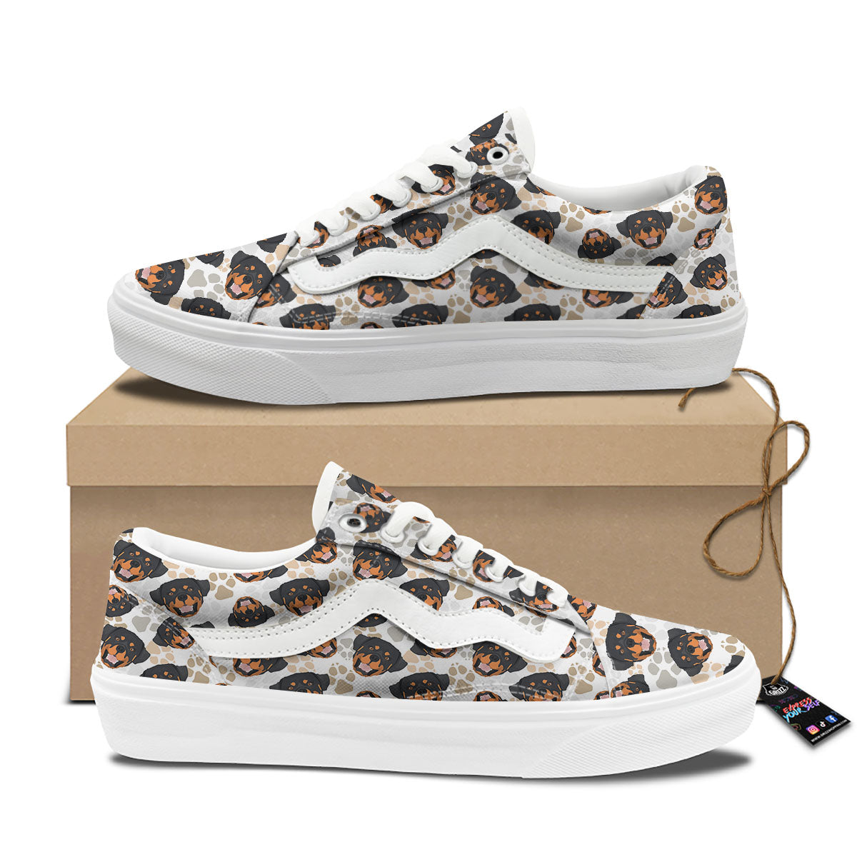 Rottweiler Print Pattern Skate Shoes-grizzshop