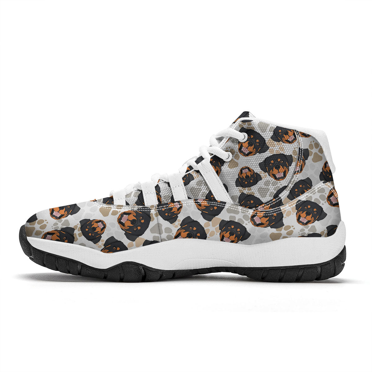 Rottweiler Print Pattern White Bball Shoes-grizzshop