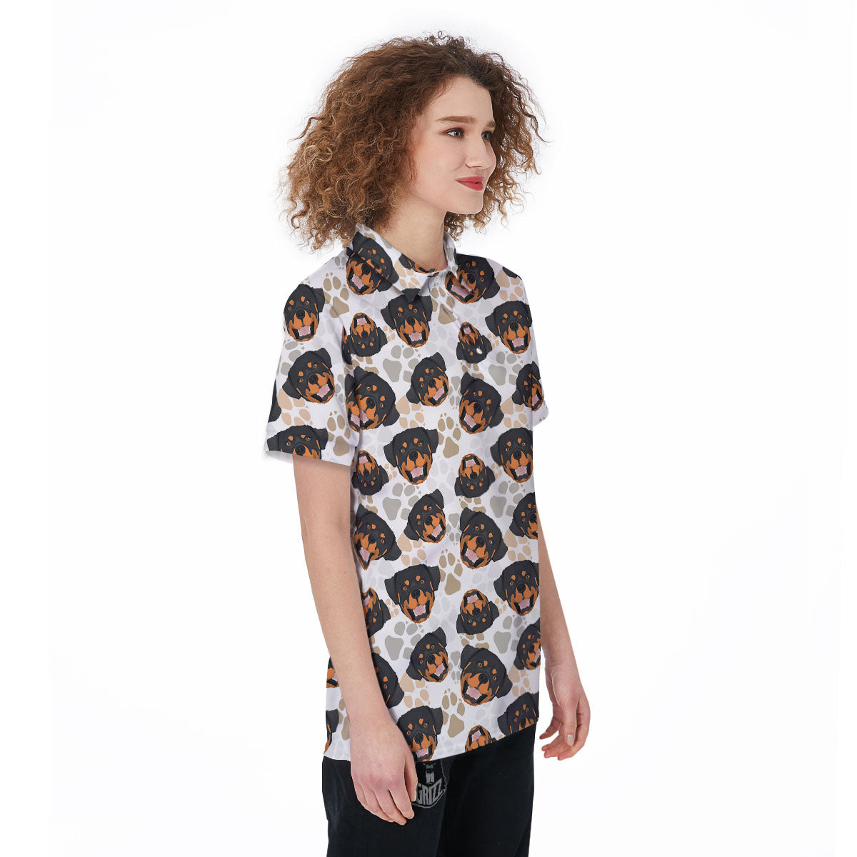 Rottweiler Print Pattern Women's Golf Shirts-grizzshop