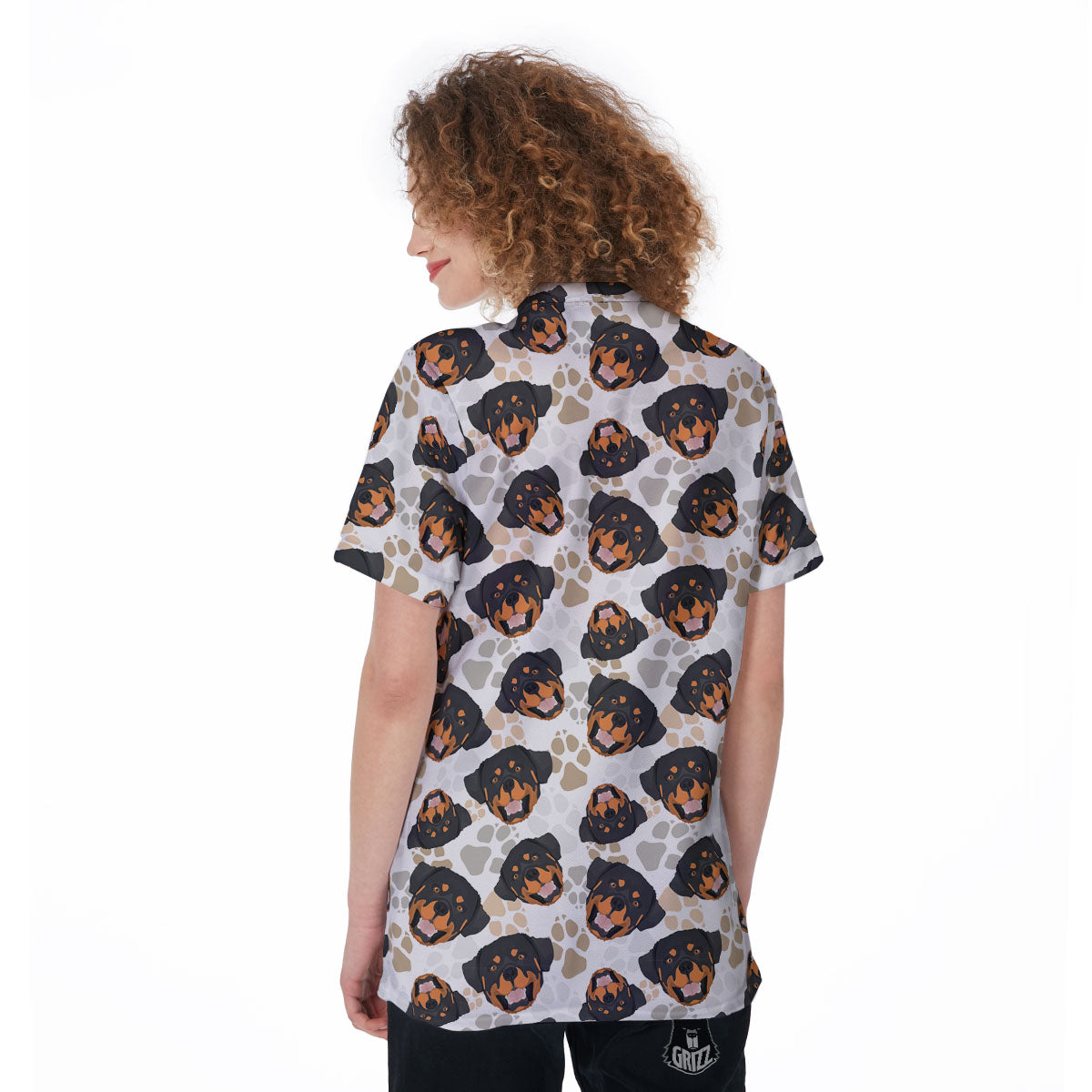 Rottweiler Print Pattern Women's Golf Shirts-grizzshop