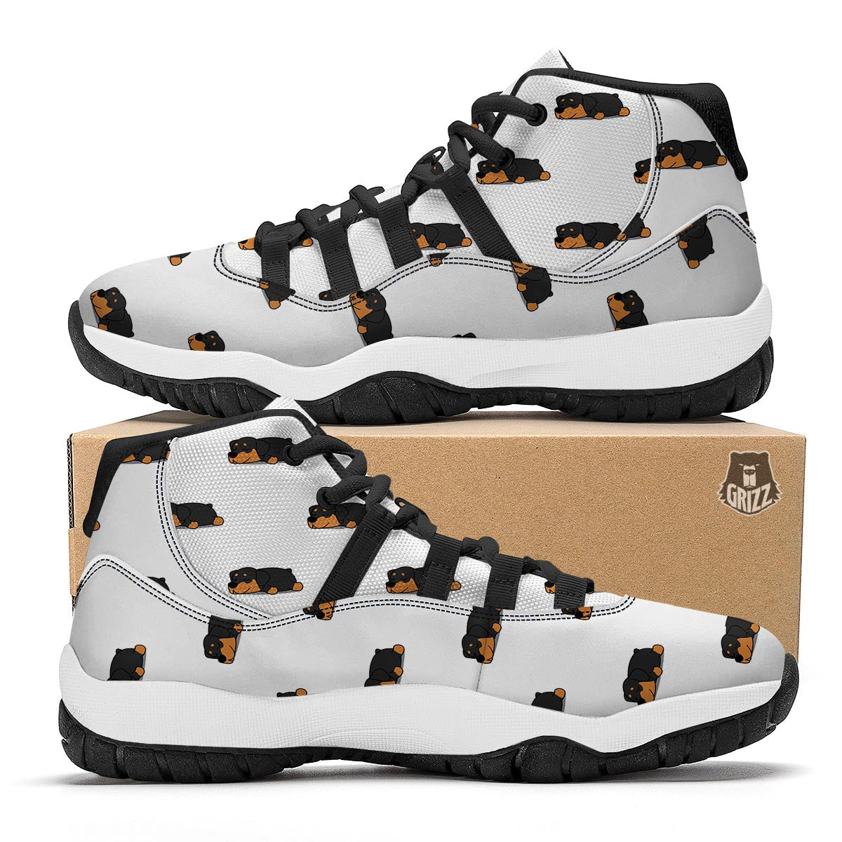 Rottweiler Sleeping Print Pattern Black Bball Shoes-grizzshop