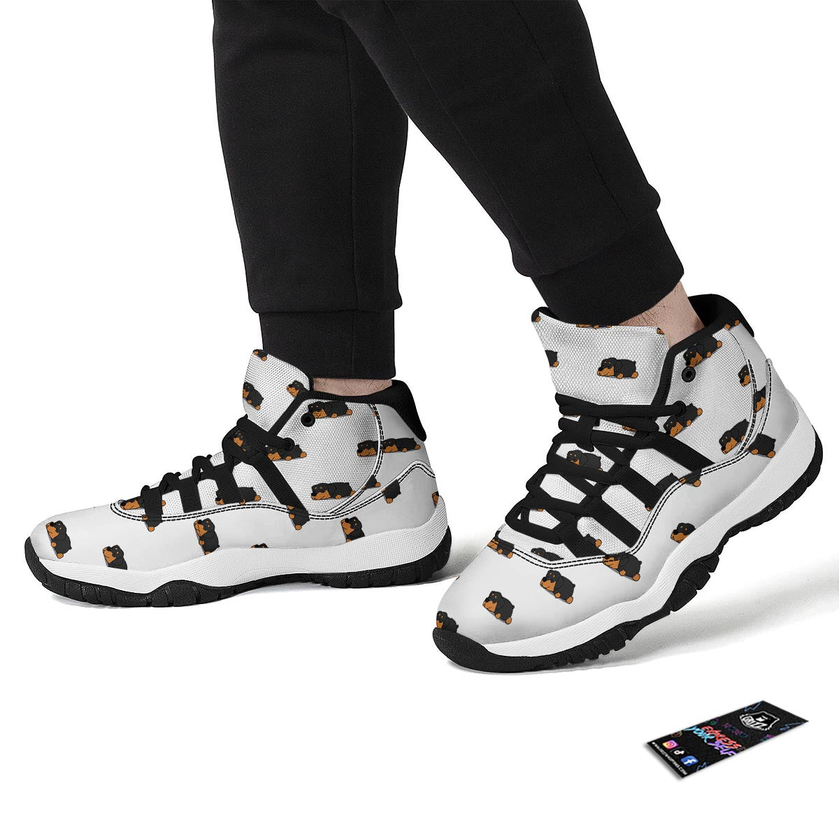 Rottweiler Sleeping Print Pattern Black Bball Shoes-grizzshop