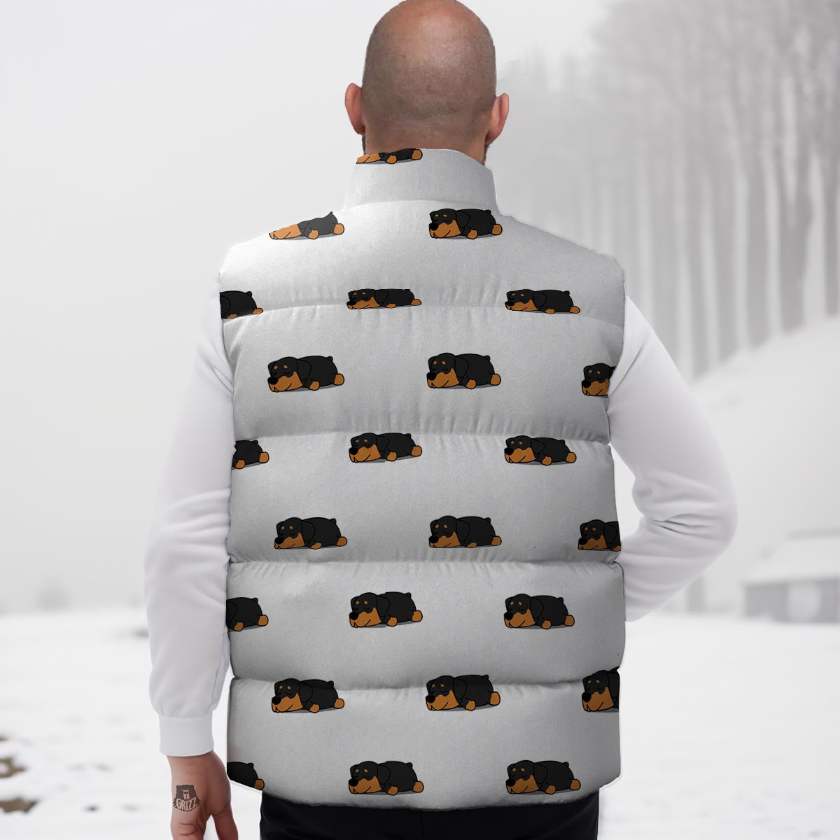 Rottweiler Sleeping Print Pattern Down Vest-grizzshop