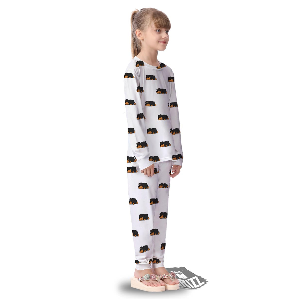 Rottweiler Sleeping Print Pattern Kid's Pajamas-grizzshop