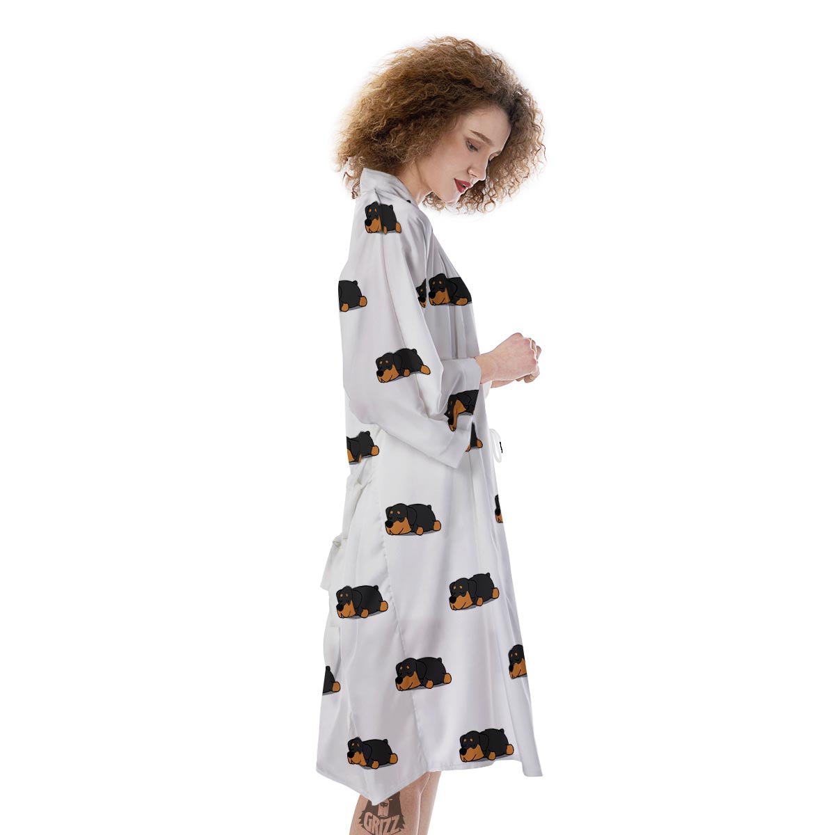 Rottweiler Sleeping Print Pattern Kimono-grizzshop