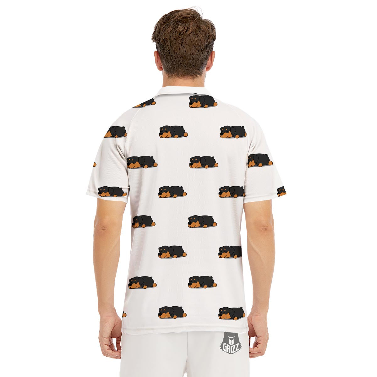 Rottweiler Sleeping Print Pattern Men's Golf Shirts-grizzshop