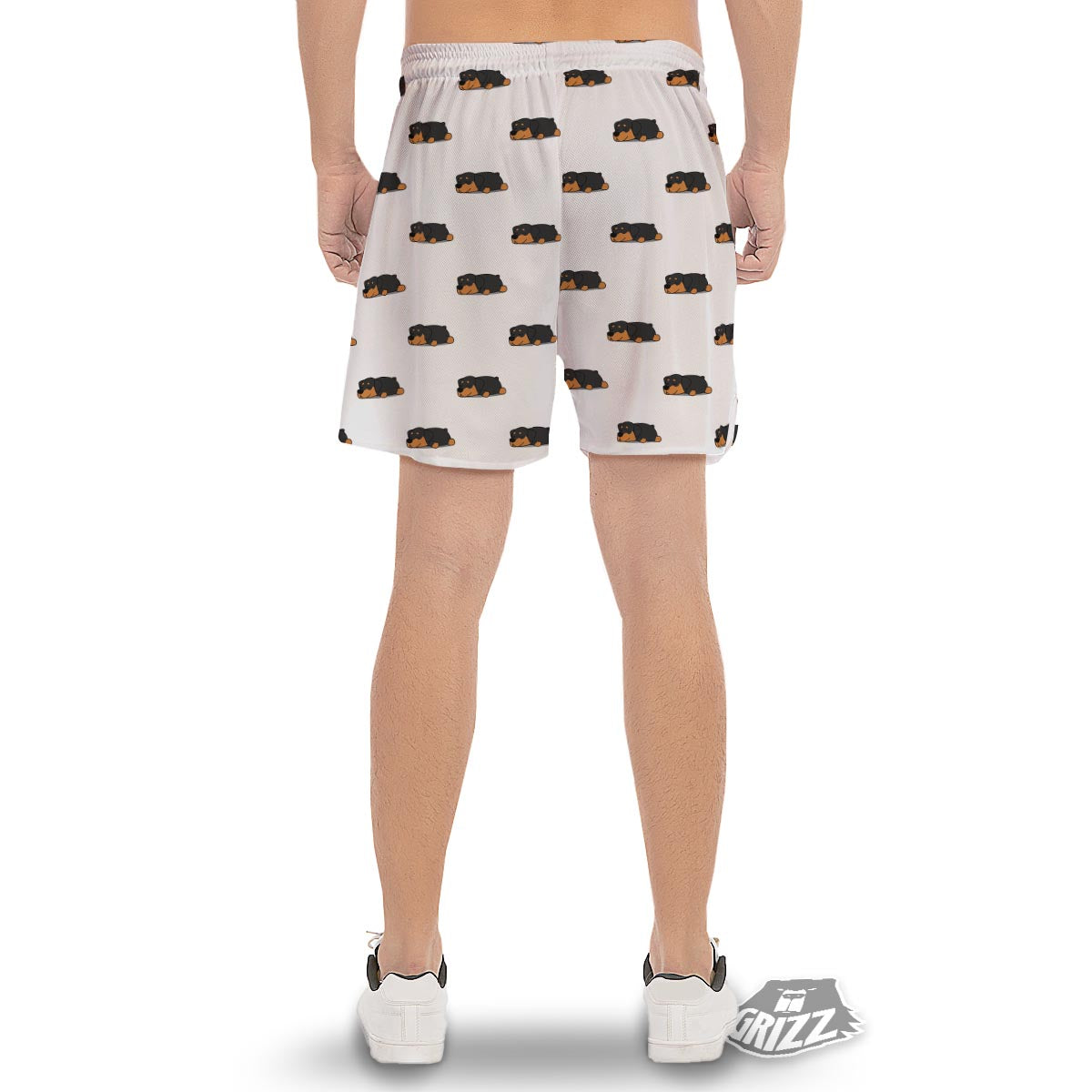 Rottweiler Sleeping Print Pattern Men's Gym Shorts-grizzshop