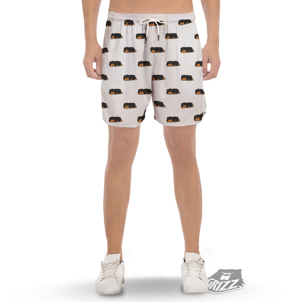Rottweiler Sleeping Print Pattern Men's Gym Shorts-grizzshop