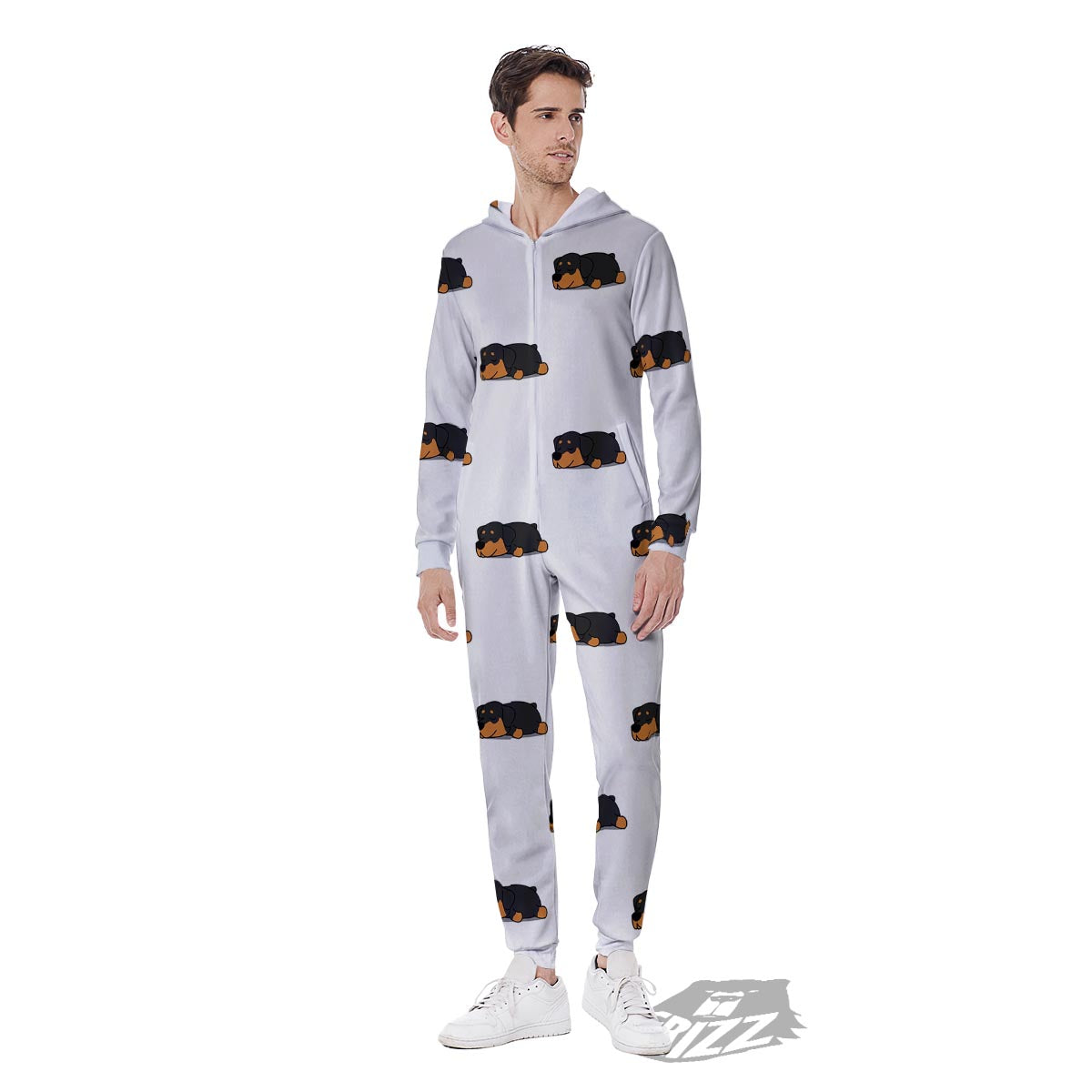 Rottweiler Sleeping Print Pattern Men's Jumpsuit-grizzshop