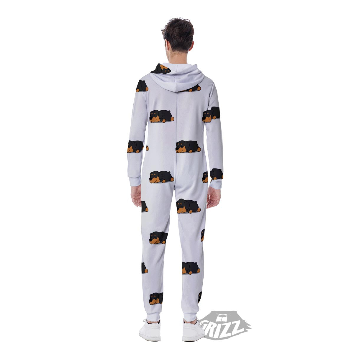Rottweiler Sleeping Print Pattern Men's Jumpsuit-grizzshop