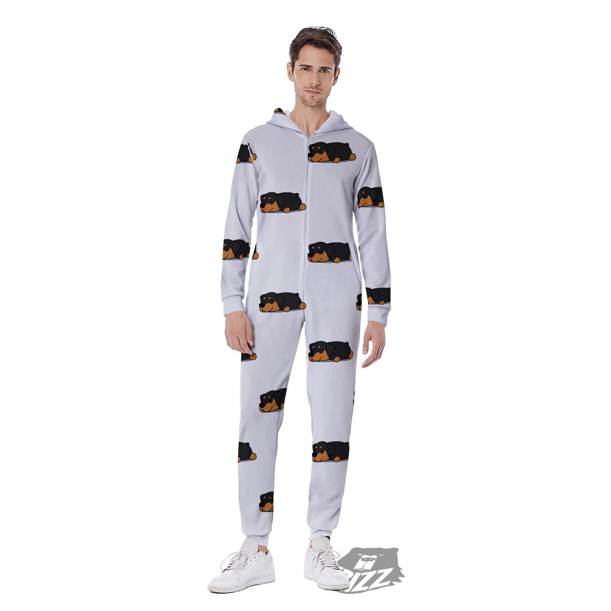 Rottweiler Sleeping Print Pattern Men's Jumpsuit-grizzshop