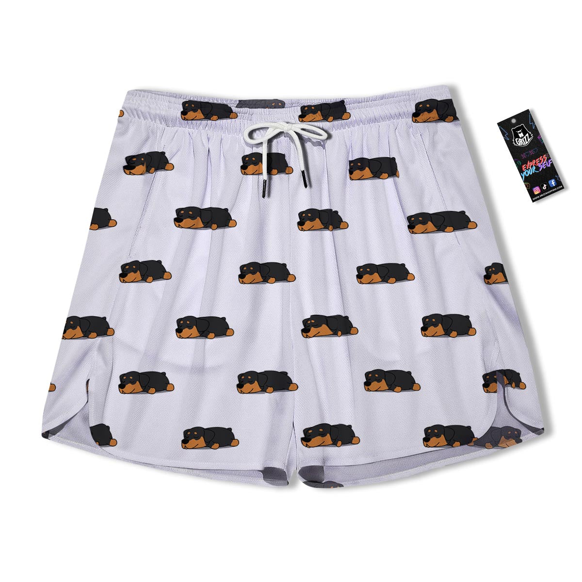 Rottweiler Sleeping Print Pattern Men's Running Shorts-grizzshop