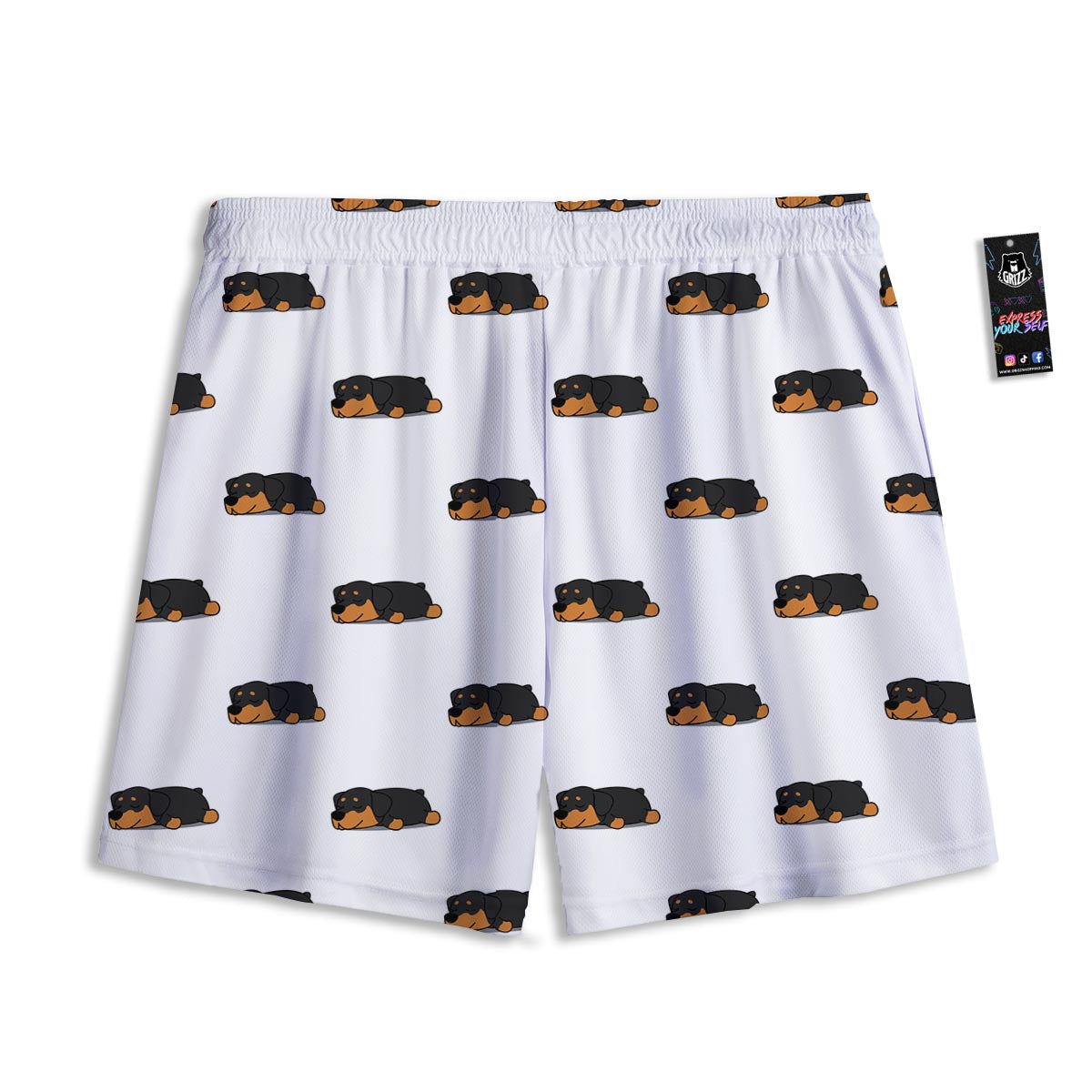 Rottweiler Sleeping Print Pattern Mesh Shorts