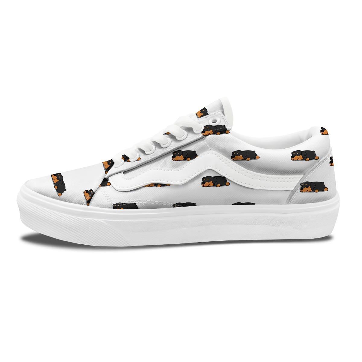 Rottweiler Sleeping Print Pattern Skate Shoes-grizzshop