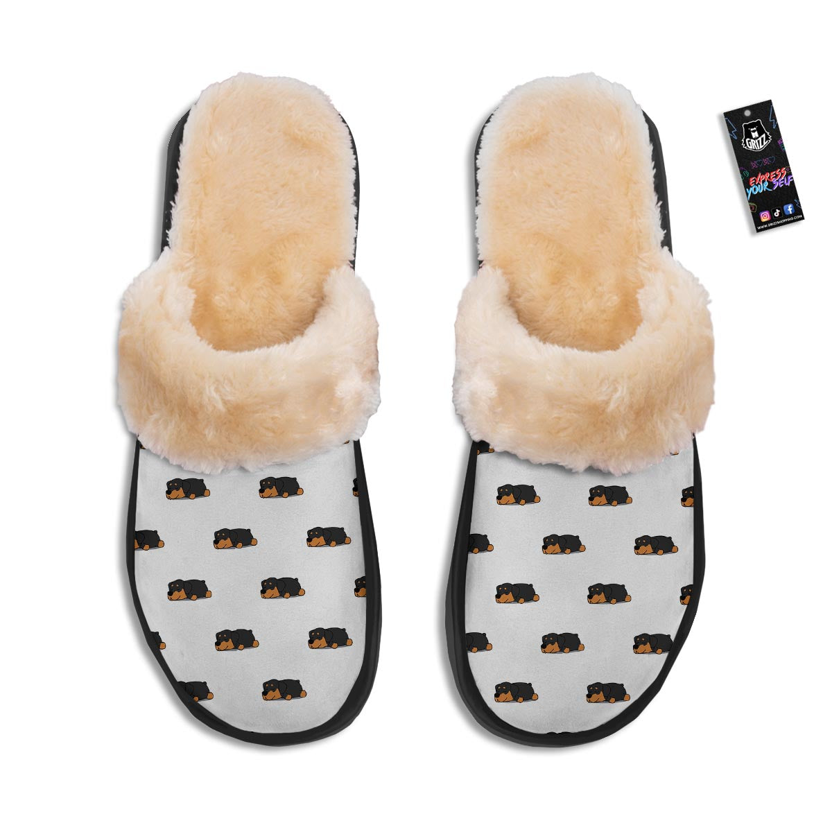 Rottweiler Sleeping Print Pattern Slippers-grizzshop