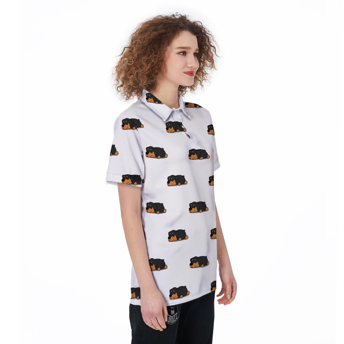 Rottweiler Sleeping Print Pattern Women's Golf Shirts-grizzshop