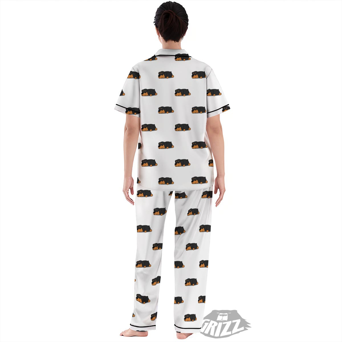 Rottweiler Sleeping Print Pattern Women's Pajamas Set-grizzshop
