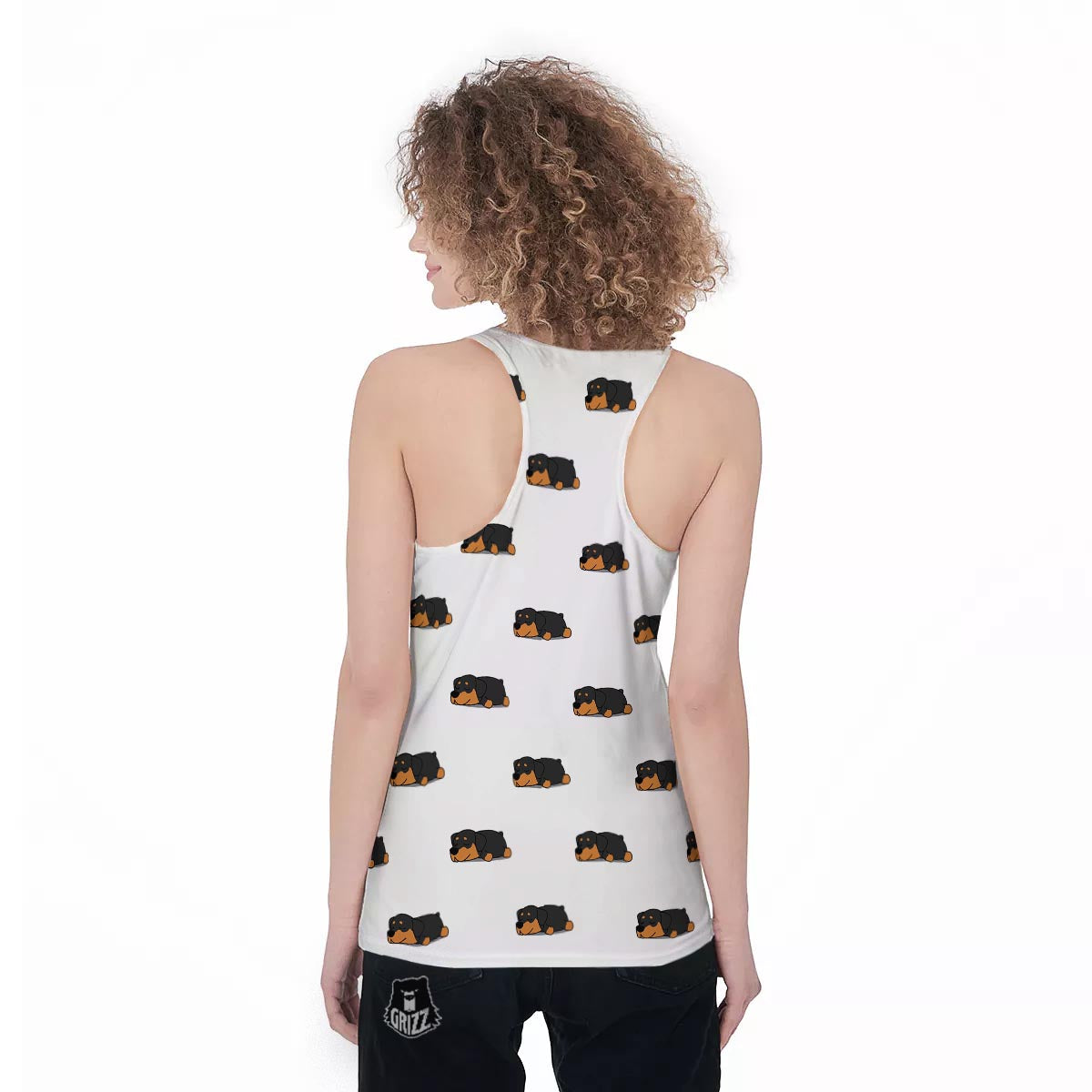Rottweiler Sleeping Print Pattern Women's Racerback Tank Top-grizzshop