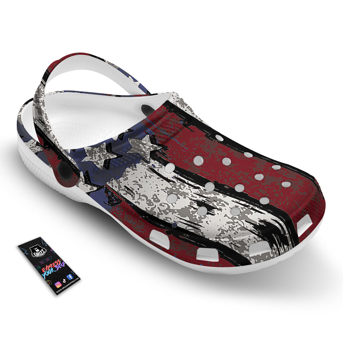 Rough American Flag Print Clog-grizzshop
