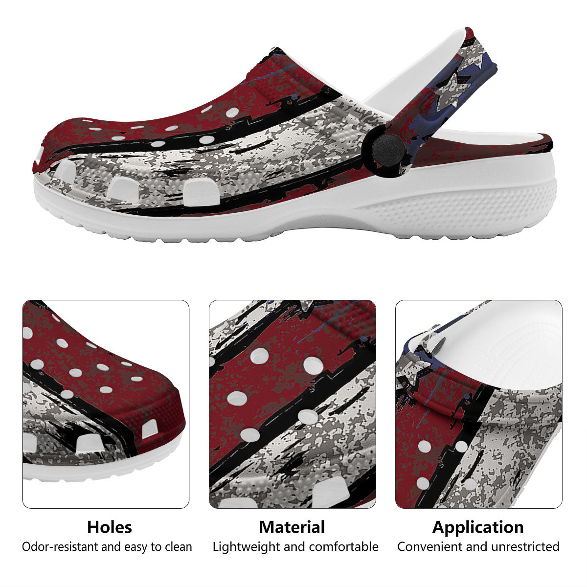 Rough American Flag Print Clog-grizzshop