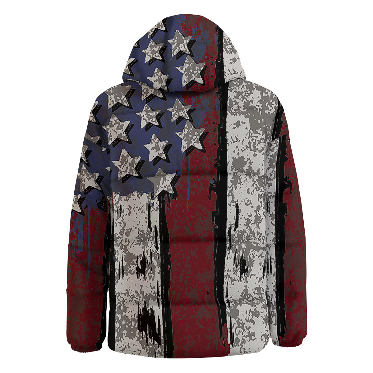 Rough American Flag Print Down Jacket-grizzshop