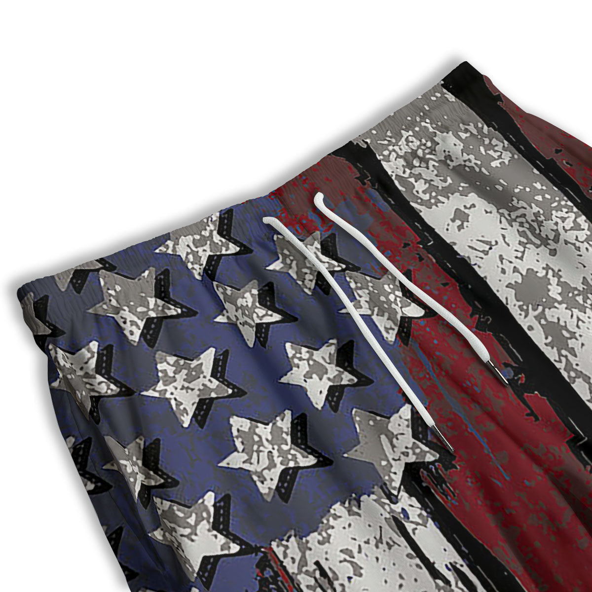 Rough American Flag Print Men's Athletic Shorts