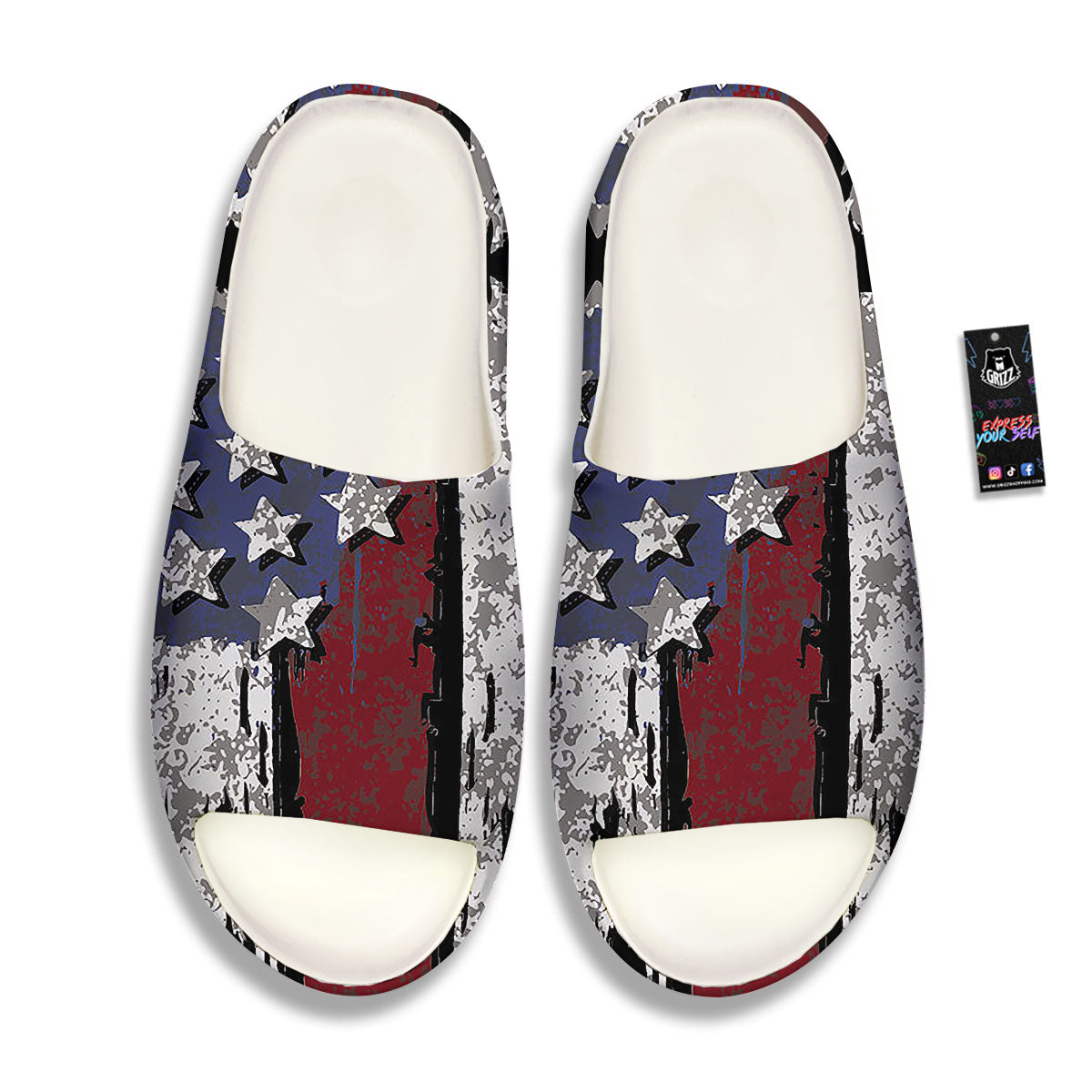 Rough American Flag Print Sandals-grizzshop