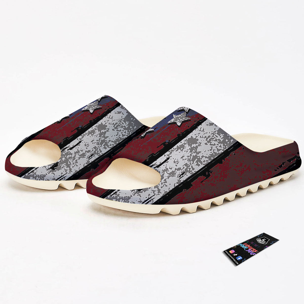 Rough American Flag Print Sandals-grizzshop