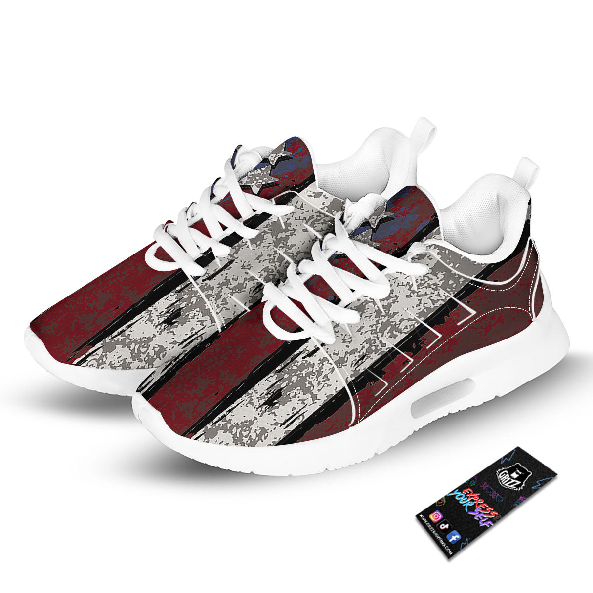 Rough American Flag Print Tennis Shoes-grizzshop