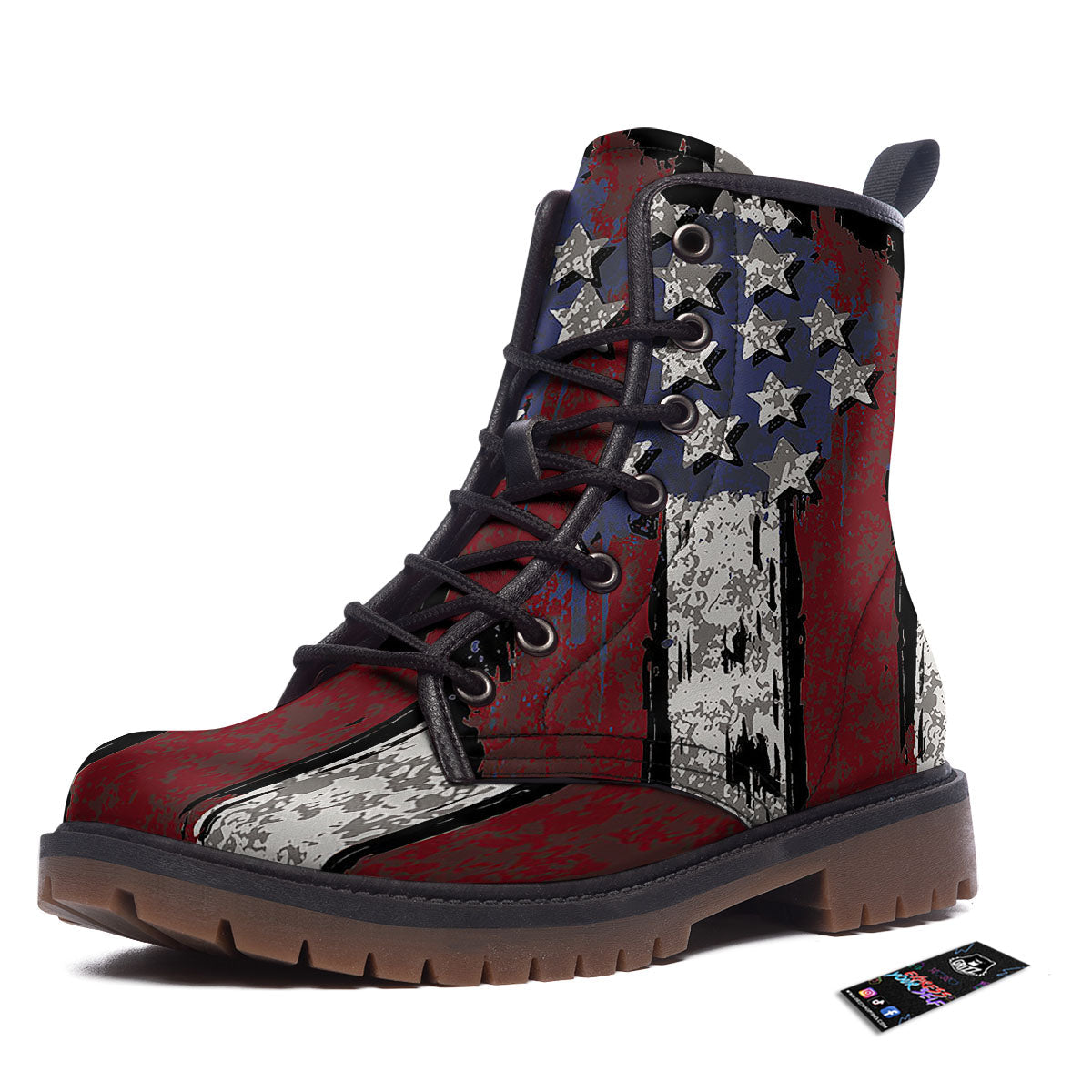 Rough American Flag Print Work Boots-grizzshop